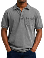 Relaxed Fit Vintage Wash Polo Shirt Men