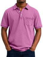 Relaxed Fit Vintage Wash Polo Shirt Men