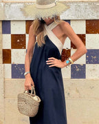 Cross-Strap Halter Maxi Dress