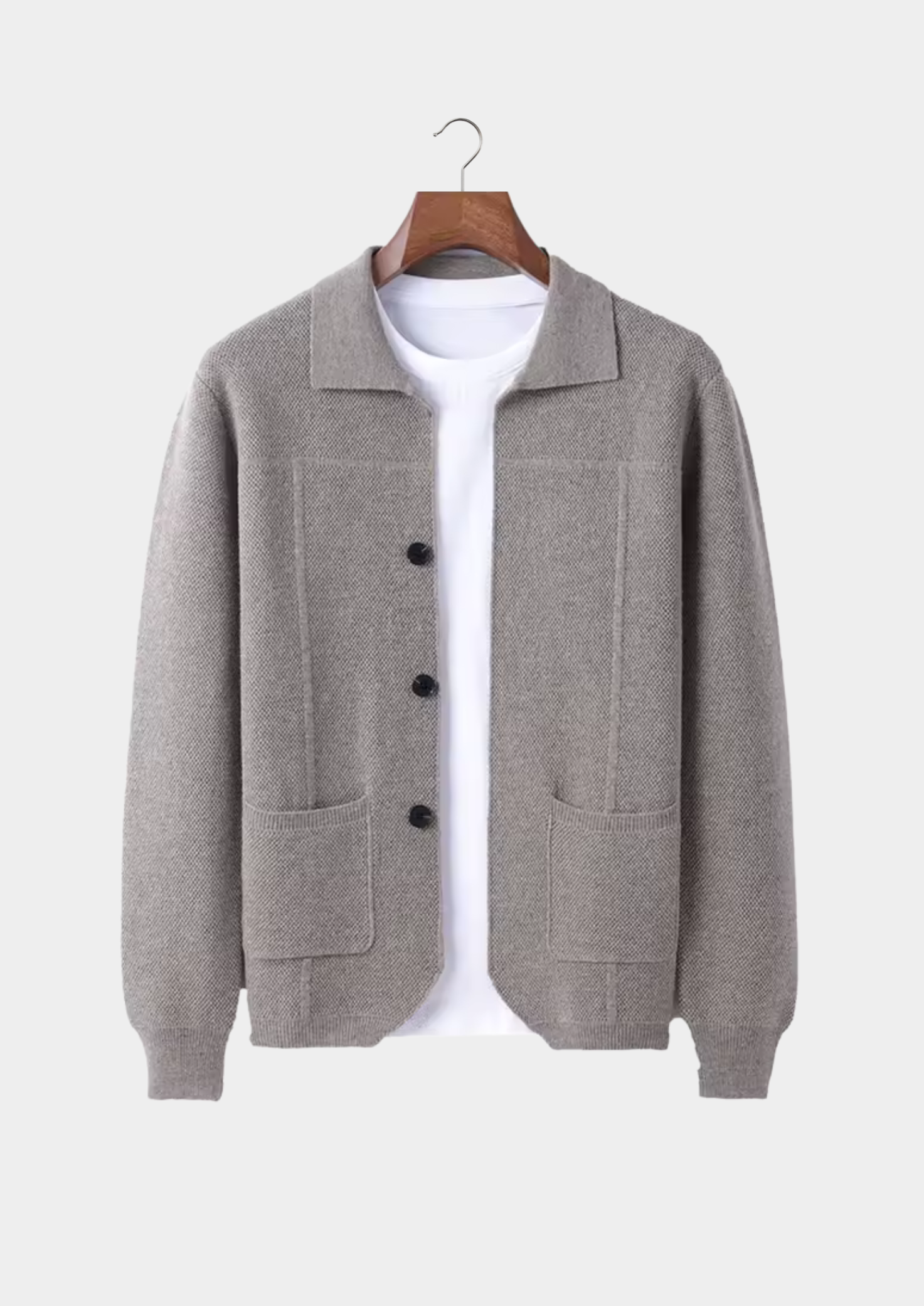 Cashmere Shirt Collar Cardigan