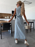 Denim Maxi Dress Sleeveless