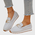 Orthopedic Slip-On Loafer Gold Horsebit Detail
