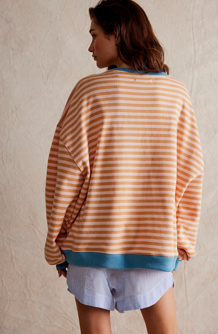 Oversized Striped Crewneck Sweatshirt
