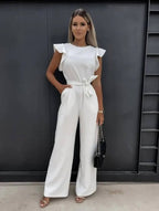 Wide-Leg Jumpsuit Butterfly Sleeves