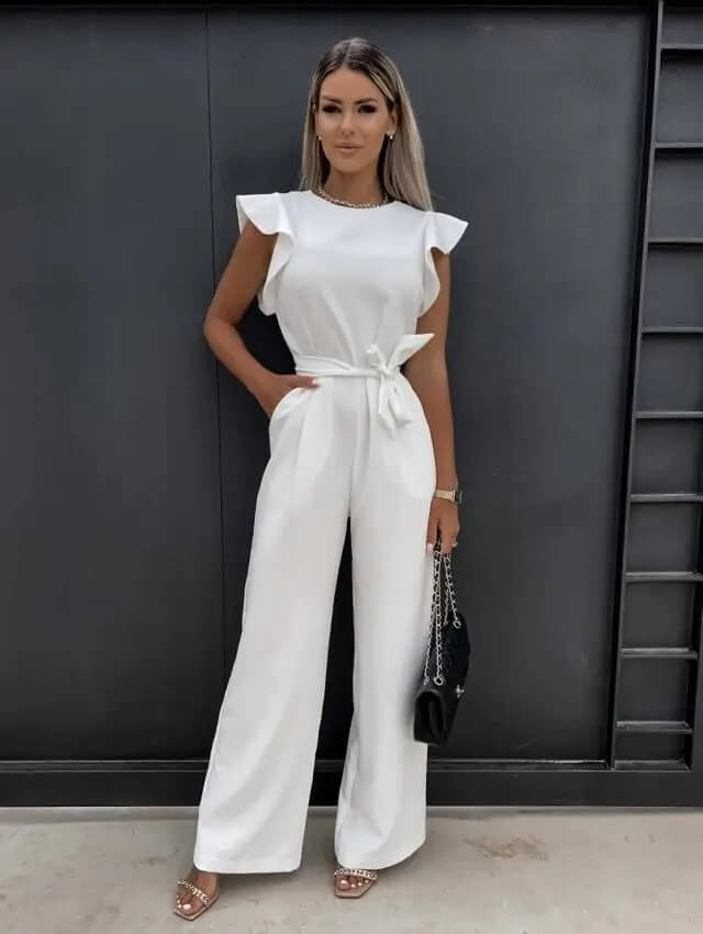 Wide-Leg Jumpsuit Butterfly Sleeves