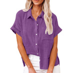 Women's Cotton Linen Short Sleeve Shirt