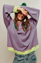 Oversized Striped Crewneck Sweatshirt