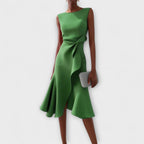 Women's Midi Dress with Draped Front