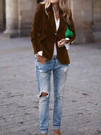 Women's Fitted Velvet Blazer
