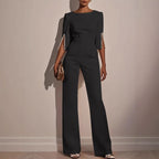 Wide-Leg Jumpsuit with Pearls