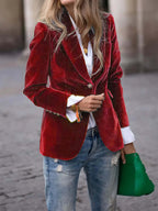 Women's Fitted Velvet Blazer