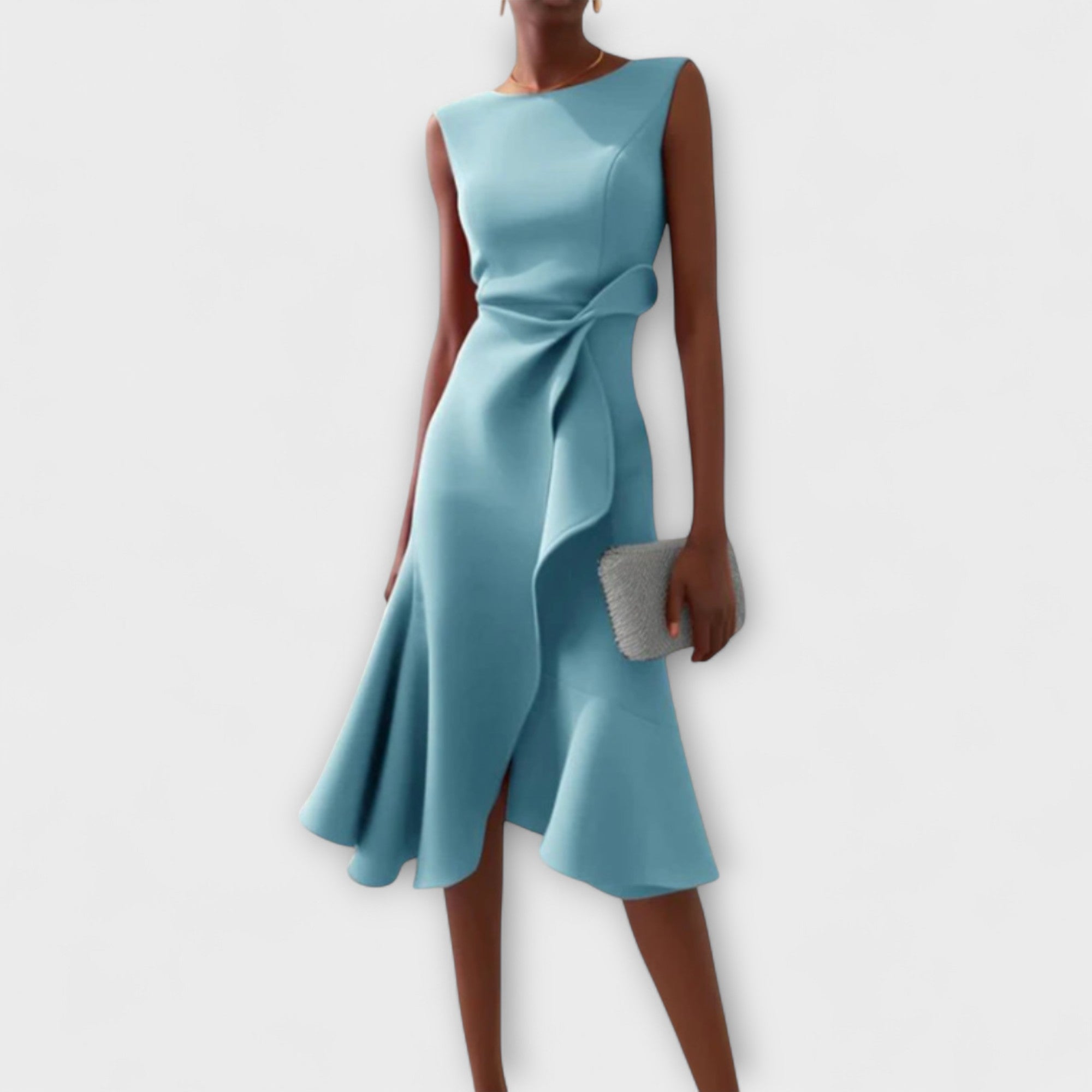 Women's Midi Dress with Draped Front