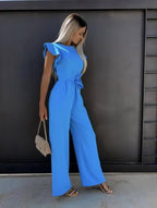 Wide-Leg Jumpsuit Butterfly Sleeves