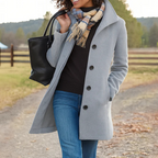 Classic Long Coat with Button Placket