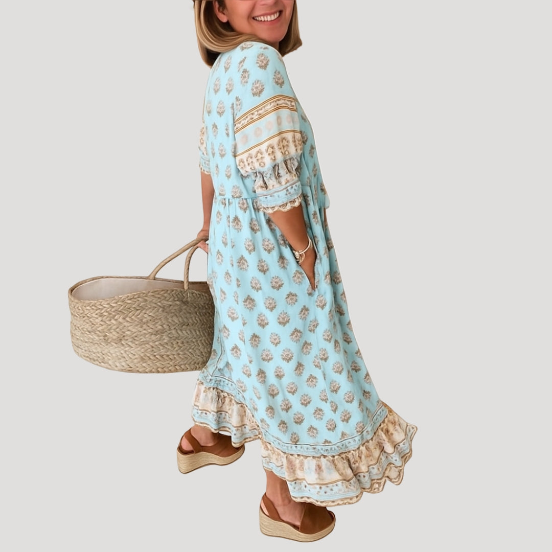Relaxed Fit Boho Midi Dress