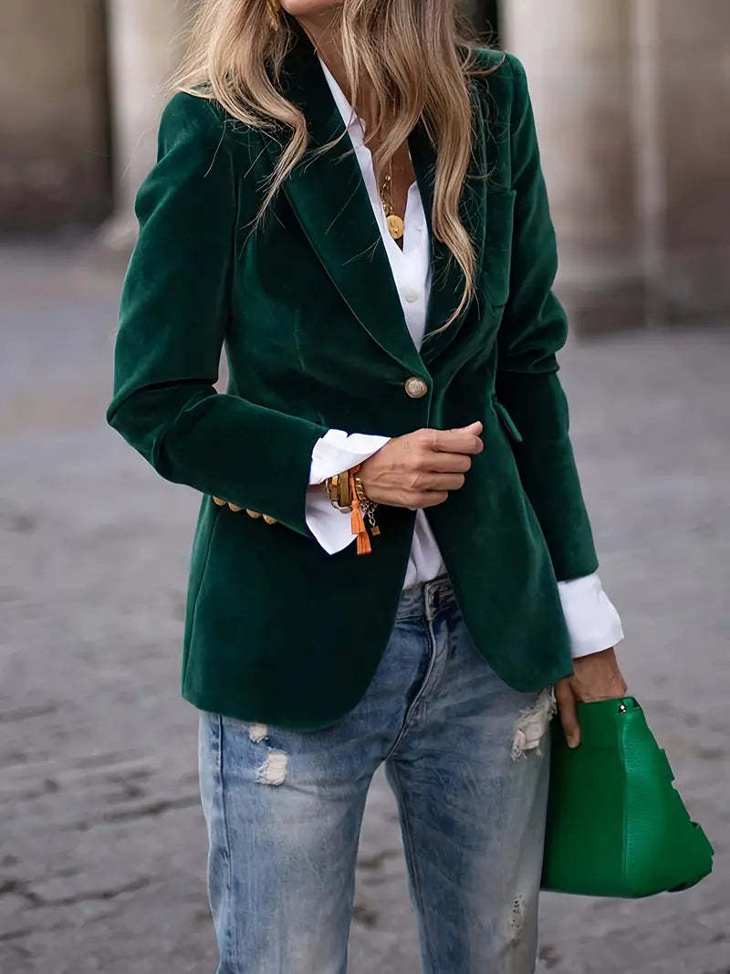Women's Fitted Velvet Blazer