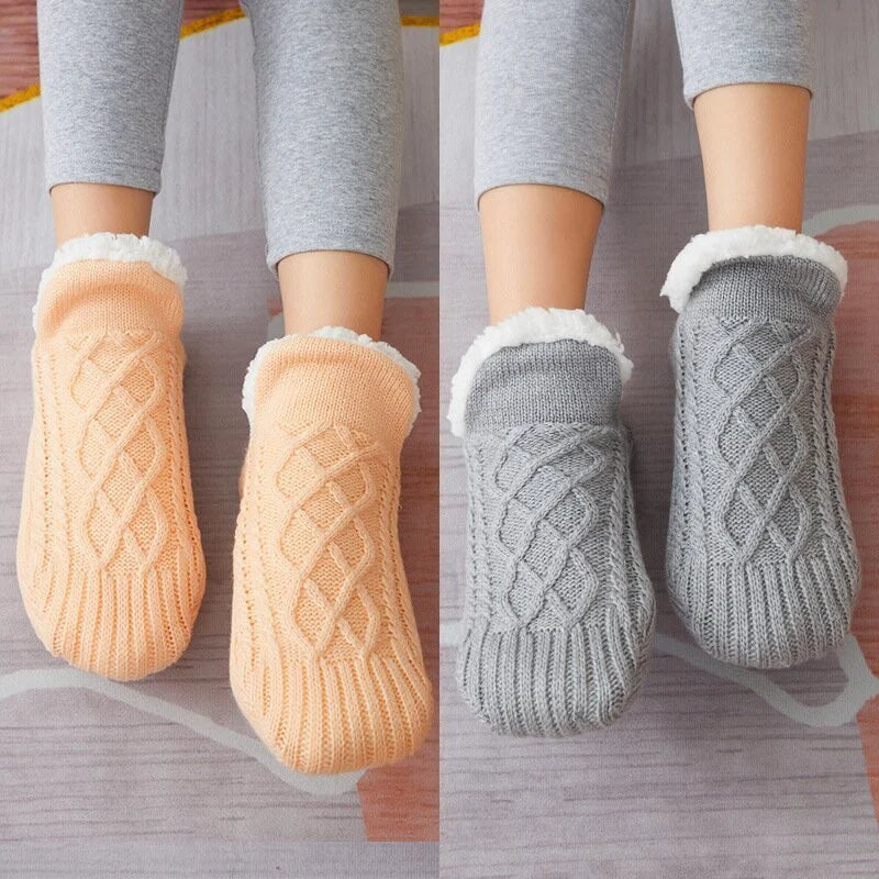 Women's Thermal Knit House Socks with Fluffy Cuff
