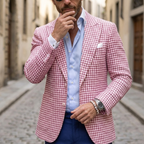 Men's Check Blazer Slim Fit Jacket