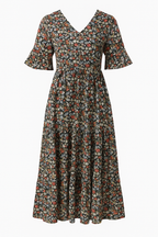 Floral Midi Dress Women Relaxed Fit