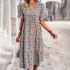 Floral Midi Dress Women Relaxed Fit