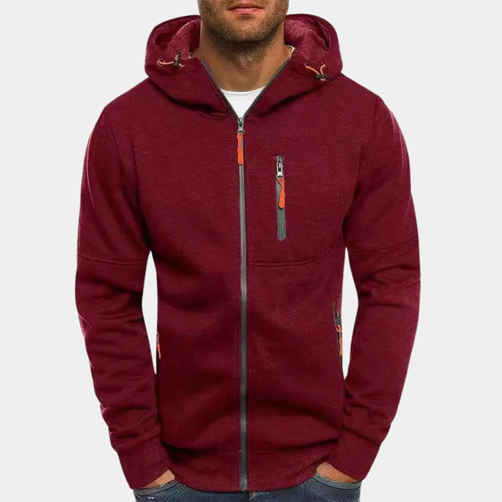 Full Zip Hoodie Men Soft Breathable Fabric