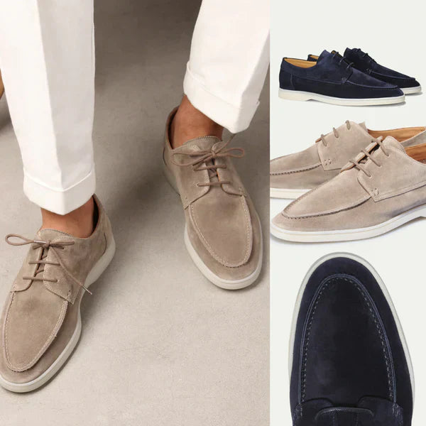 Suede Loafers Men Lace Up