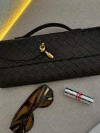 Woven Vegan Leather Bag with Knot Clasp