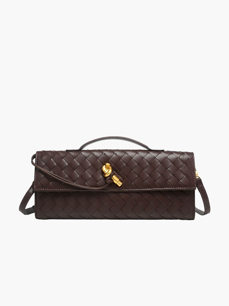 Woven Vegan Leather Bag with Knot Clasp