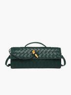 Woven Vegan Leather Bag with Knot Clasp