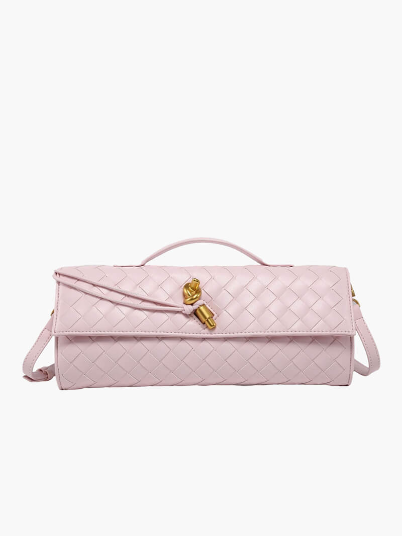 Woven Vegan Leather Bag with Knot Clasp