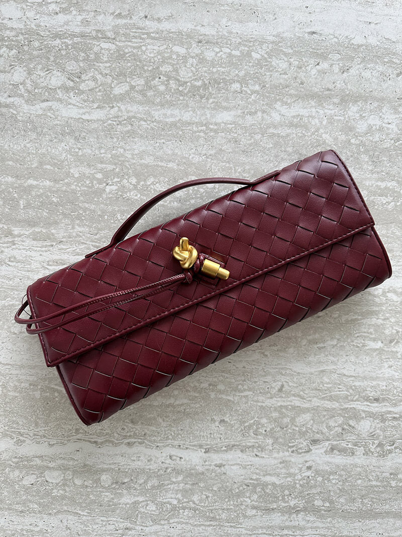Woven Vegan Leather Bag with Knot Clasp