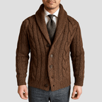 Cable Knit Shawl Cardigan for Men