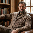 Cable Knit Shawl Cardigan for Men
