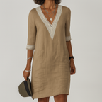 Relaxed Linen Dress with Crochet
