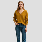 Women's Relaxed Fit V-Neck Cashmere Pullover