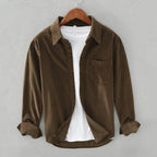 Classic fit men's cotton corduroy shirt featuring a retro design, perfect for casual wear and stylish layering. 3