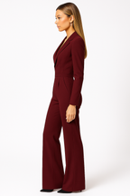 V-Neck Wide Leg Relaxed Tailored Jumpsuit