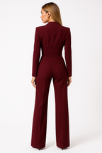 V-Neck Wide Leg Relaxed Tailored Jumpsuit