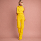 Women's Sleeveless Wide-Leg Jumpsuit Mock Neck