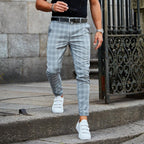 Slim Stretch Chino in Check Pattern