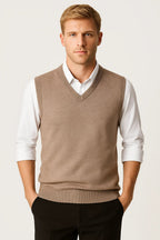 Classic V-Neck Knit Vest for Men