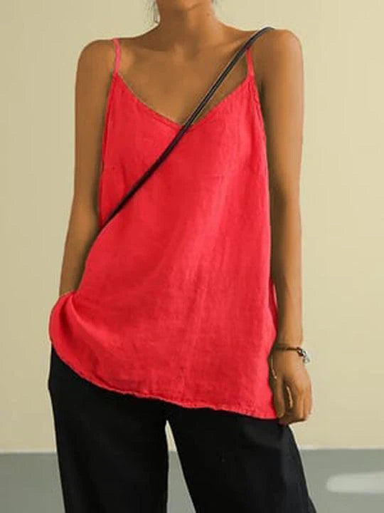 Spaghetti Strap Linen Top Women