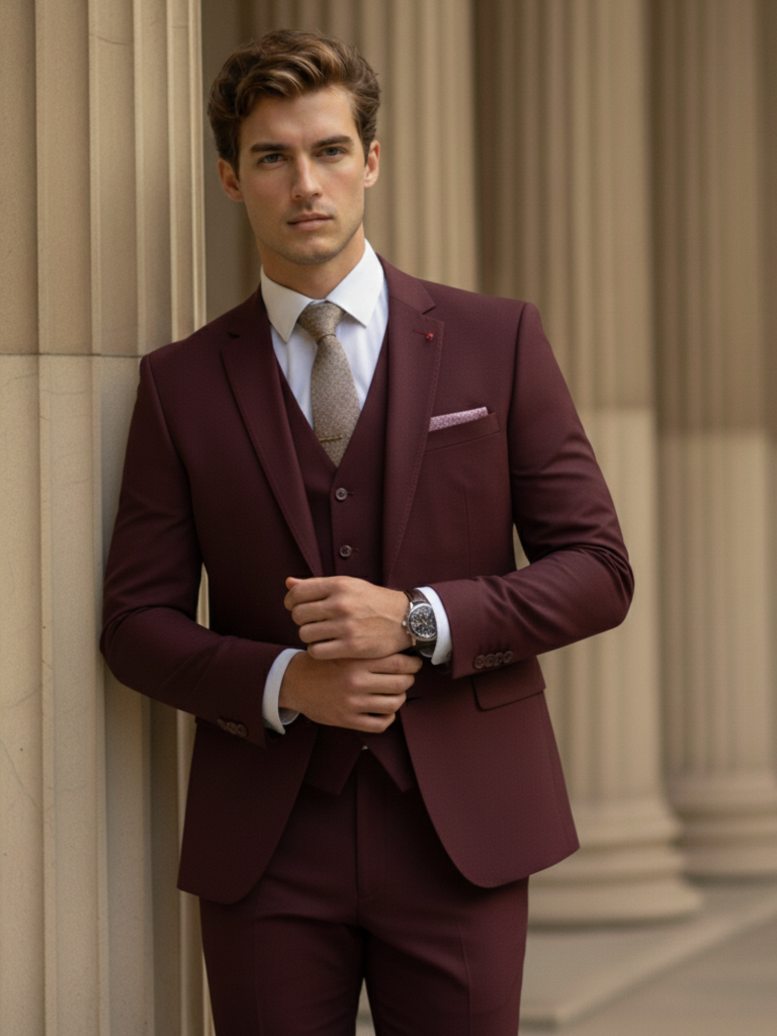 Modern Fit Three-Piece Suit for Men