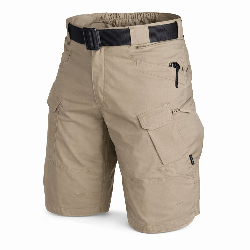 Men's cargo shorts featuring multiple pockets, made from a comfortable cotton blend, designed for a regular fit, perfect for casual wear and outdoor activities. 1