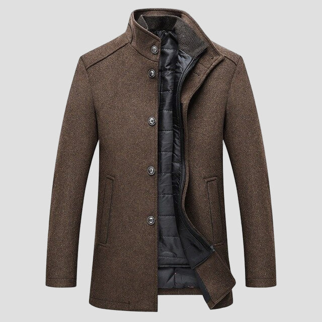 Men's Wool Coat with Removable Quilted Gilet