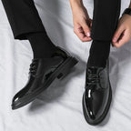 Men's Black Patent Leather Derby Shoes