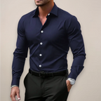Classic Long-Sleeve Shirt Notched Collar