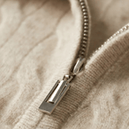 Half Zip Merino Wool Sweater in Cable Knit