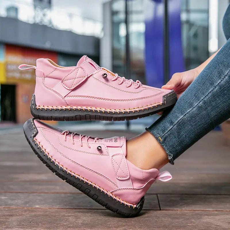 Breathable Leather Sneakers with EVA Sole