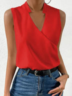 Sleeveless V-Neck Wrap Blouse